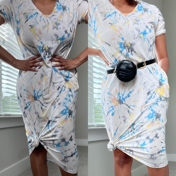 Taupe paint splatter dress - Picture 5 of 12